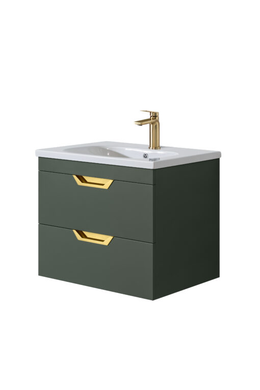 Luna 600 Sage Green Unit & Basin (Wall Hung)