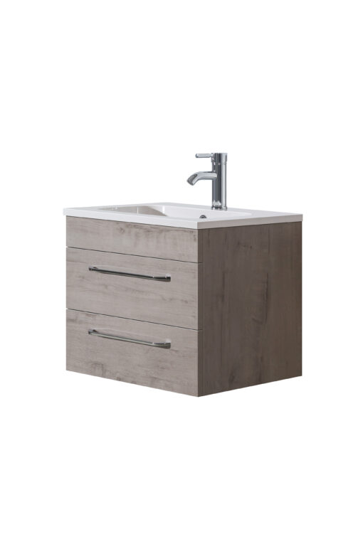 Siena 600 Grey Oak Unit & Basin (Wall Hung)