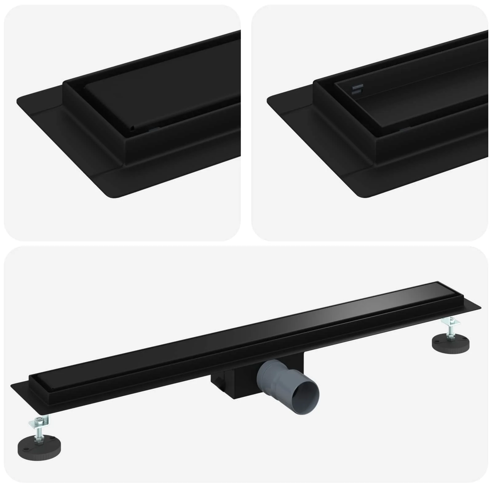 Linear Floor Drain 1000mm Black - Image 2