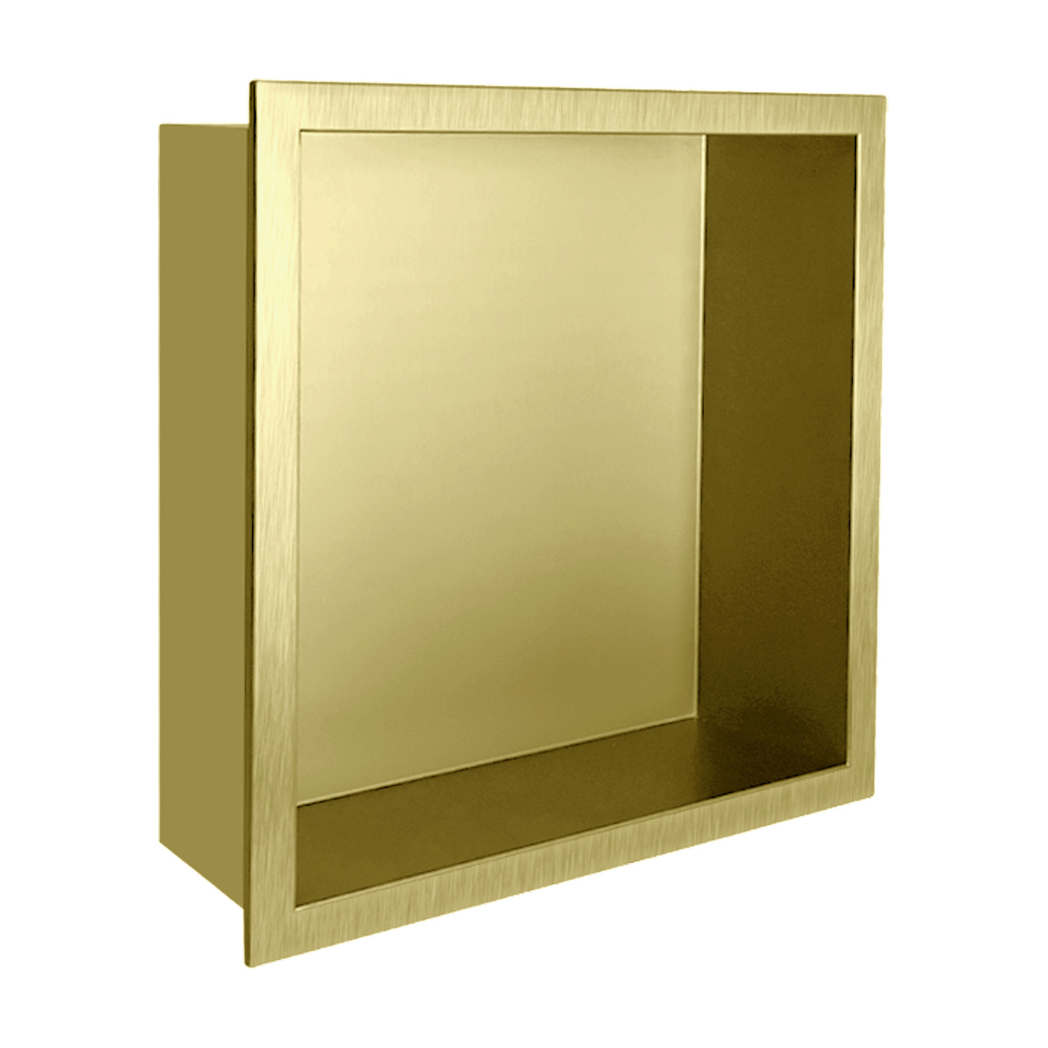 Brushed brass shower niche