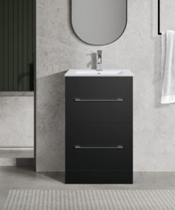 Oreo 500mm 2‑Drawer Black Vanity Unit & Basin