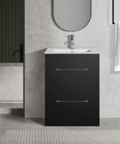 Oreo 600mm 2‑Drawer Black Vanity Unit & Basin
