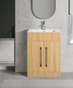 Oreo 600mm 2‑Door Oak Vanity Unit & Basin