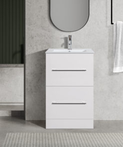 Oreo 500mm 2‑Drawer White Vanity Unit & Basin
