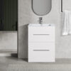 Oreo 600mm 2‑Drawer White Vanity Unit & Basin