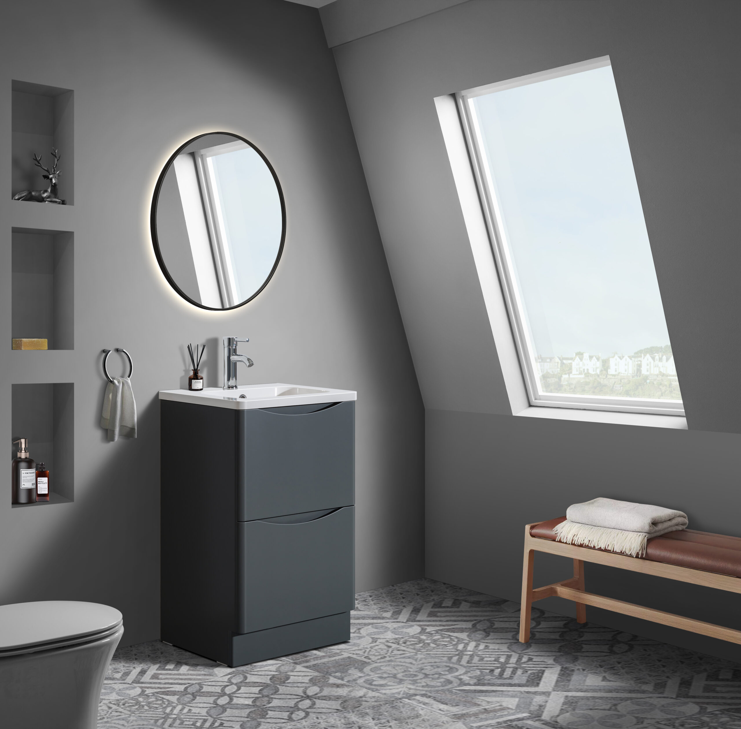Hudson 500 Grey Unit & Basin (Floor Standing)