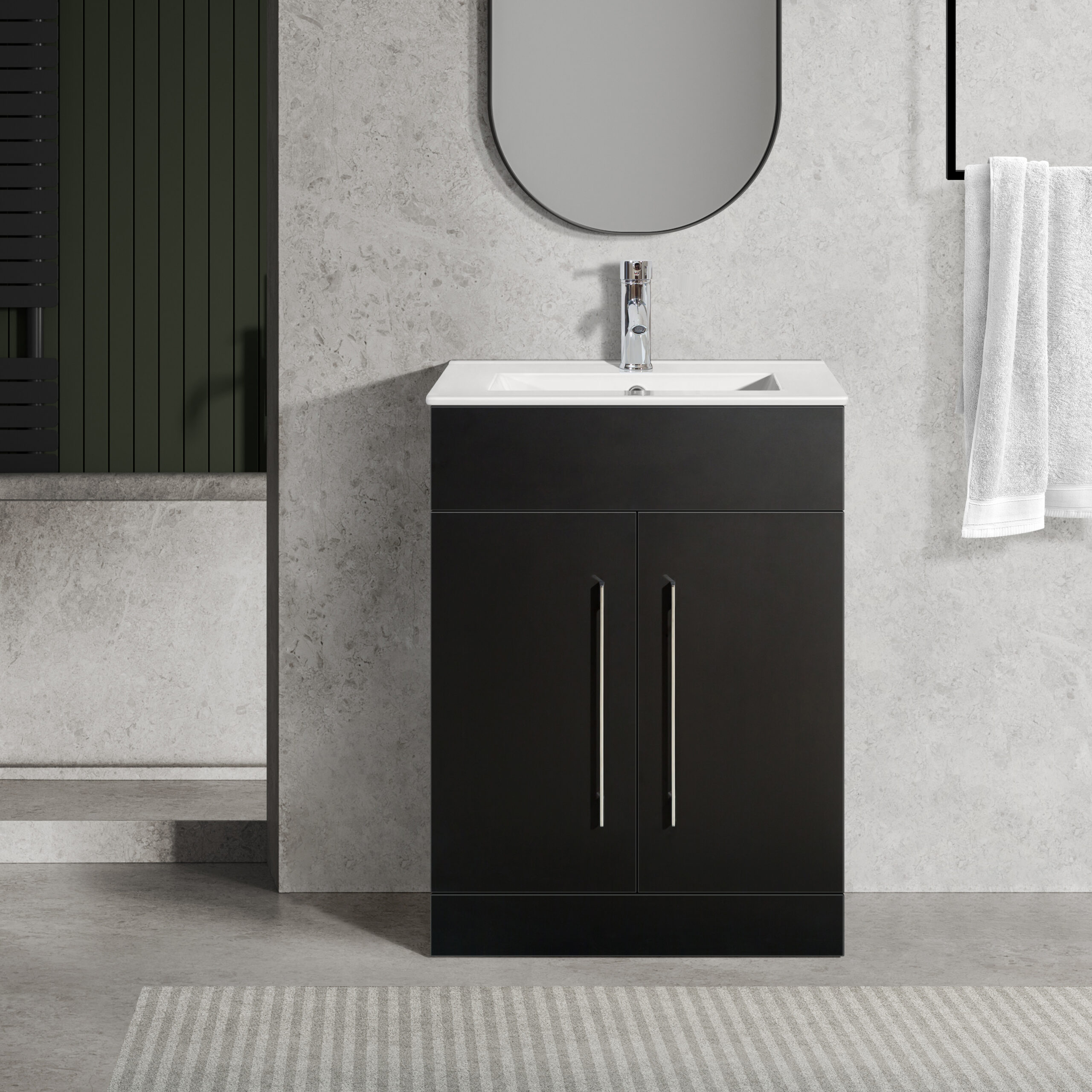 Oreo 600mm 2‑Door Black Vanity Unit & Basin