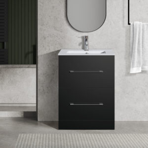 Oreo 600mm 2‑Drawer Black Vanity Unit & Basin