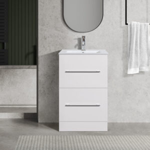 Oreo 500mm 2‑Drawer White Vanity Unit & Basin