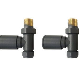 ROUND STRAIGHT ANTHRACITE RADIATOR VALVES PAIR