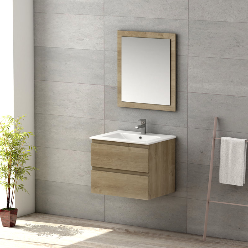 Viena Oak 600 Wall Hung Unit & Basin