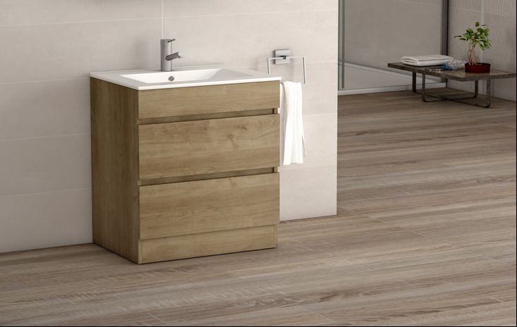 Viena Oak 800 Floor Unit & Basin