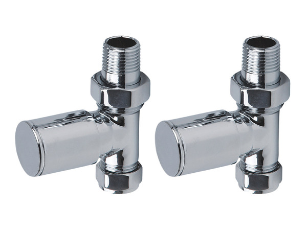 ROUND STRAIGHT CHROME RADIATOR VALVES PAIR