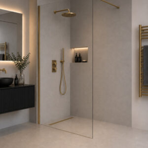 Wetroom Panel 700mm Brushed Brass