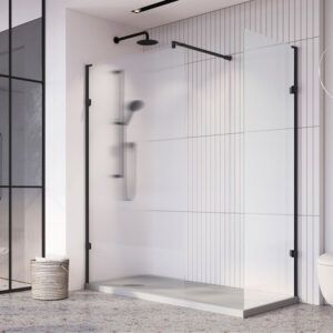 Wetroom Panel 800mm Black Fluted