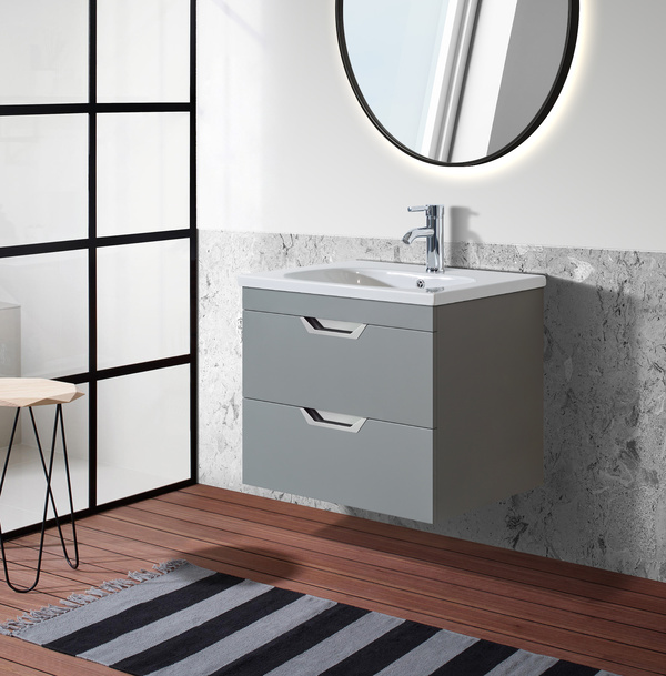 Luna 600 Grey Unit & Basin (Wall Hung) - Image 2