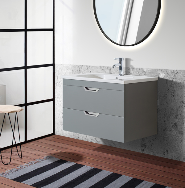 Luna 800 Lead Grey Unit & Basin (Wall Hung) - Image 2