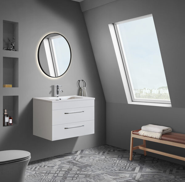 Siena 800 White Unit & Basin (Wall Hung) - Image 2