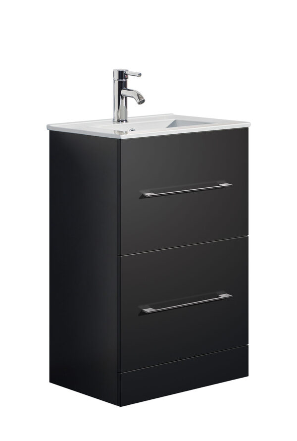 Oreo 500mm 2‑Drawer Black Vanity Unit & Basin - Image 2