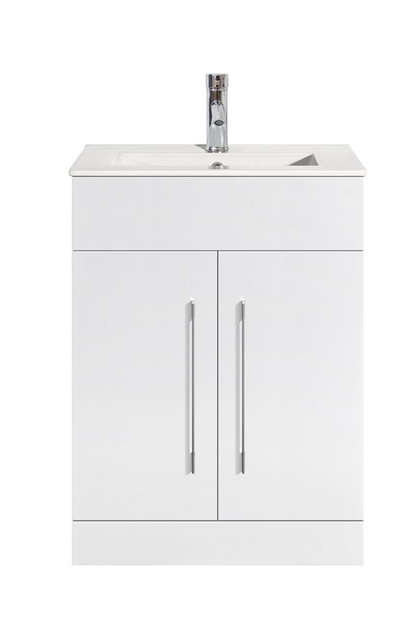 Oreo 600mm 2‑Door White Vanity Unit & Basin - Image 2