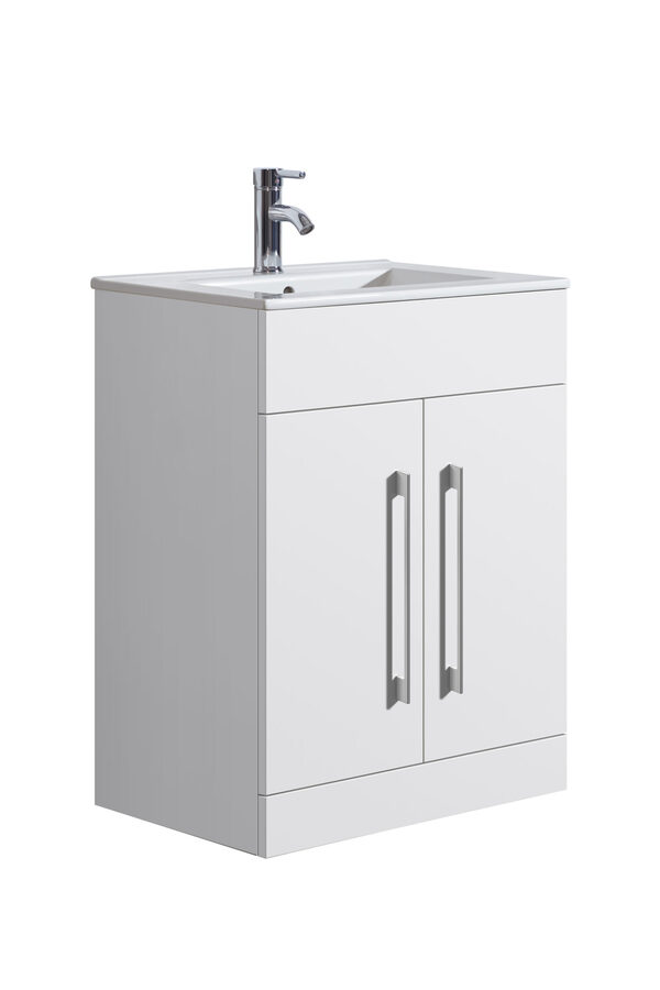 Oreo 600mm 2‑Door White Vanity Unit & Basin - Image 3